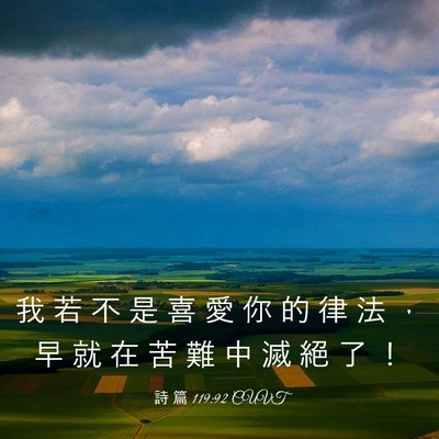 Picture 03 - 詩 篇 119:92 CUVT - 我 若 不 是 喜 愛 你 的 律 法 ， 早 - Bible Verse Picture