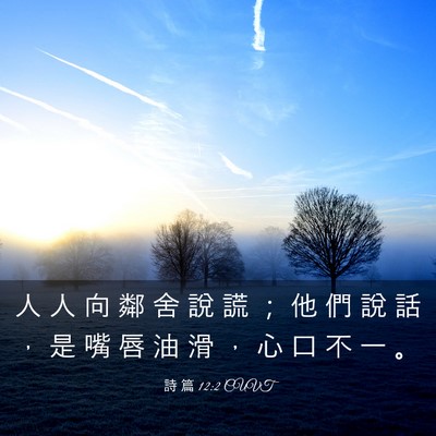 Picture 03 - 詩 篇 12:2 CUVT - 人 人 向 鄰 舍 說 謊 ； 他 們 說 話 - Bible Verse Picture