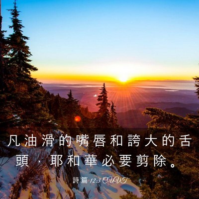 Picture 03 - 詩 篇 12:3 CUVT - 凡 油 滑 的 嘴 唇 和 誇 大 的 舌 頭 - Bible Verse Picture