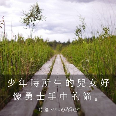 Picture 03 - 詩 篇 127:4 CUVT - 少 年 時 所 生 的 兒 女 好 像 勇 士 - Bible Verse Picture