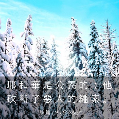 Picture 03 - 詩 篇 129:4 CUVT - 耶 和 華 是 公 義 的 ； 他 砍 斷 了 - Bible Verse Picture