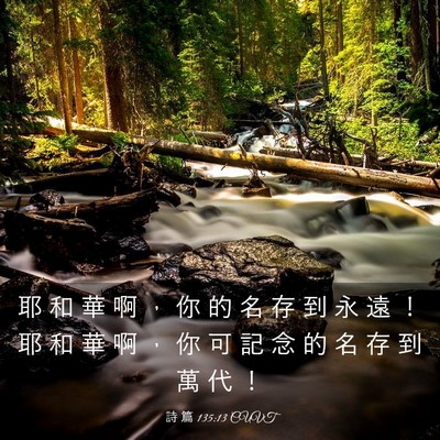 Picture 03 - 詩 篇 135:13 CUVT - 耶 和 華 啊 ， 你 的 名 存 到 永 遠 - Bible Verse Picture