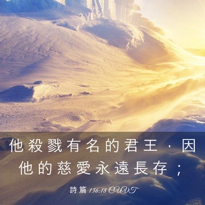 Picture 03 - 詩 篇 136:18 CUVT - 他 殺 戮 有 名 的 君 王 ， 因 他 的 - Bible Verse Picture