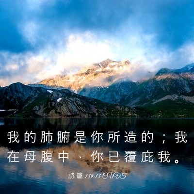 Picture 03 - 詩 篇 139:13 CUVT - 我 的 肺 腑 是 你 所 造 的 ； 我 在 - Bible Verse Picture