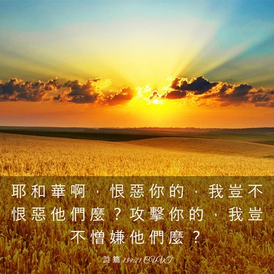 Picture 03 - 詩 篇 139:21 CUVT - 耶 和 華 啊 ， 恨 惡 你 的 ， 我 豈 - Bible Verse Picture
