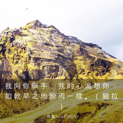 Picture 03 - 詩 篇 143:6 CUVT - 我 向 你 舉 手 ； 我 的 心 渴 想 你 - Bible Verse Picture