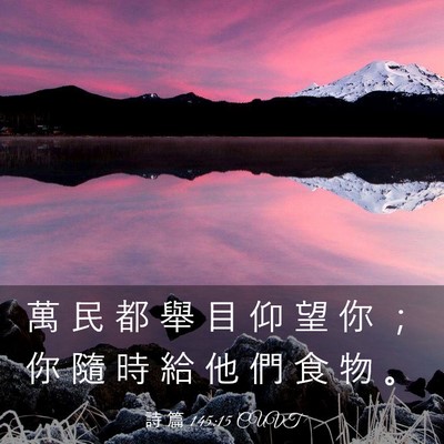 Picture 03 - 詩 篇 145:15 CUVT - 萬 民 都 舉 目 仰 望 你 ； 你 隨 時 - Bible Verse Picture