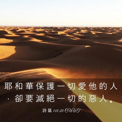 Picture 03 - 詩 篇 145:20 CUVT - 耶 和 華 保 護 一 切 愛 他 的 人 ， - Bible Verse Picture