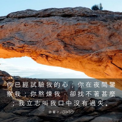 Picture 03 - 詩 篇 17:3 CUVT - 你 已 經 試 驗 我 的 心 ； 你 在 夜 - Bible Verse Picture