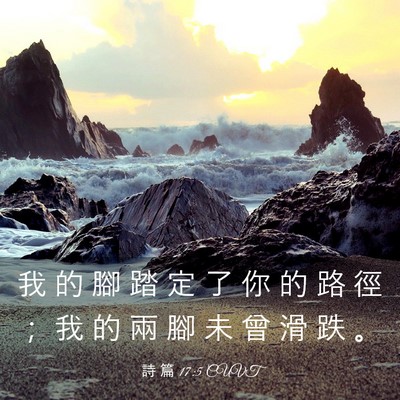 Picture 03 - 詩 篇 17:5 CUVT - 我 的 腳 踏 定 了 你 的 路 徑 ； 我 - Bible Verse Picture