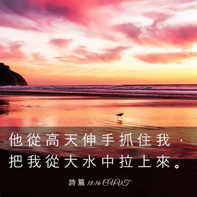 Picture 03 - 詩 篇 18:16 CUVT - 他 從 高 天 伸 手 抓 住 我 , 把 我 - Bible Verse Picture