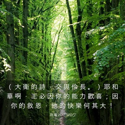 Picture 03 - 詩 篇 21:1 CUVT - （ 大 衛 的 詩 ， 交 與 伶 長 。 ） - Bible Verse Picture
