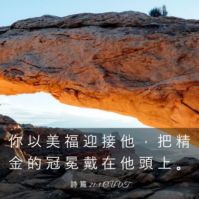 Picture 03 - 詩 篇 21:3 CUVT - 你 以 美 福 迎 接 他 ， 把 精 金 的 - Bible Verse Picture