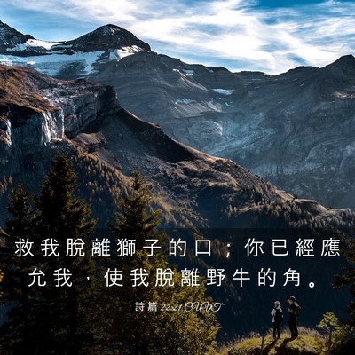 Picture 03 - 詩 篇 22:21 CUVT - 救 我 脫 離 獅 子 的 口 ； 你 已 經 - Bible Verse Picture