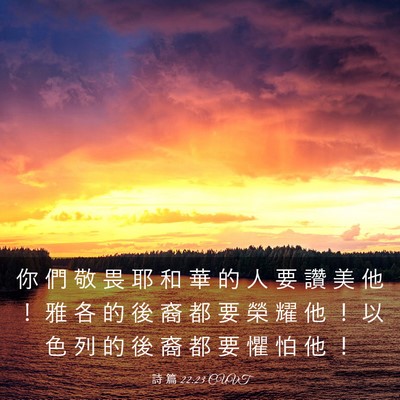 Picture 03 - 詩 篇 22:23 CUVT - 你 們 敬 畏 耶 和 華 的 人 要 讚 美 - Bible Verse Picture