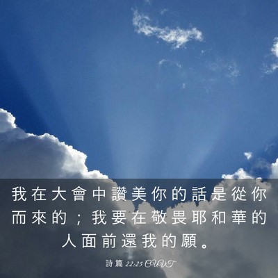 Picture 03 - 詩 篇 22:25 CUVT - 我 在 大 會 中 讚 美 你 的 話 是 從 - Bible Verse Picture