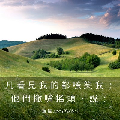 Picture 03 - 詩 篇 22:7 CUVT - 凡 看 見 我 的 都 嗤 笑 我 ； 他 們 - Bible Verse Picture