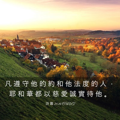 Picture 03 - 詩 篇 25:10 CUVT - 凡 遵 守 他 的 約 和 他 法 度 的 人 - Bible Verse Picture