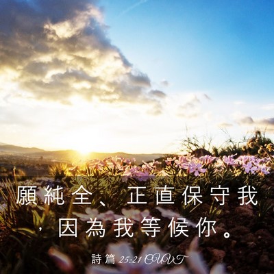 Picture 03 - 詩 篇 25:21 CUVT - 願 純 全 、 正 直 保 守 我 ， 因 為 - Bible Verse Picture