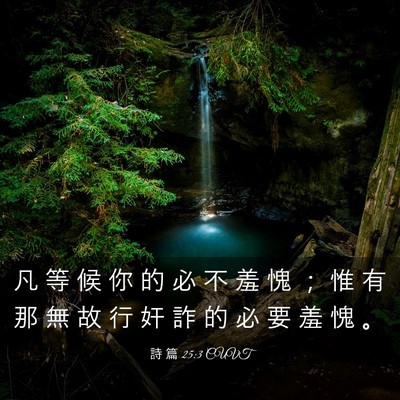Picture 03 - 詩 篇 25:3 CUVT - 凡 等 候 你 的 必 不 羞 愧 ； 惟 有 - Bible Verse Picture