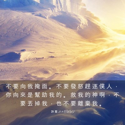 Picture 03 - 詩 篇 27:9 CUVT - 不 要 向 我 掩 面 。 不 要 發 怒 趕 - Bible Verse Picture