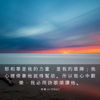 Picture 03 - 詩 篇 28:7 CUVT - 耶 和 華 是 我 的 力 量 ， 是 我 的 - Bible Verse Picture