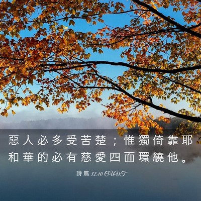 Picture 03 - 詩 篇 32:10 CUVT - 惡 人 必 多 受 苦 楚 ； 惟 獨 倚 靠 - Bible Verse Picture