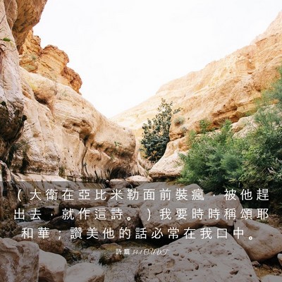 Picture 03 - 詩 篇 34:1 CUVT - （ 大 衛 在 亞 比 米 勒 面 前 裝 瘋 - Bible Verse Picture