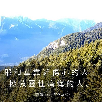 Picture 03 - 詩 篇 34:18 CUVT - 耶 和 華 靠 近 傷 心 的 人 ， 拯 救 - Bible Verse Picture