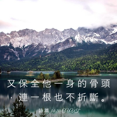 Picture 03 - 詩 篇 34:20 CUVT - 又 保 全 他 一 身 的 骨 頭 ， 連 一 - Bible Verse Picture