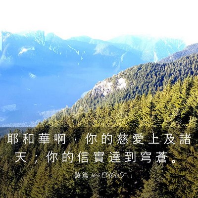 Picture 03 - 詩 篇 36:5 CUVT - 耶 和 華 啊 ， 你 的 慈 愛 上 及 諸 - Bible Verse Picture