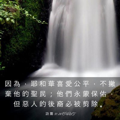 Picture 03 - 詩 篇 37:28 CUVT - 因 為 ， 耶 和 華 喜 愛 公 平 ， 不 - Bible Verse Picture