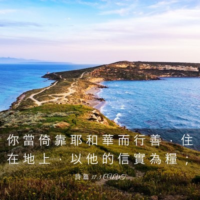 Picture 03 - 詩 篇 37:3 CUVT - 你 當 倚 靠 耶 和 華 而 行 善 ， 住 - Bible Verse Picture