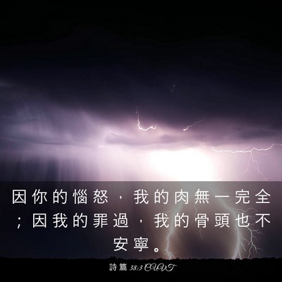 Picture 03 - 詩 篇 38:3 CUVT - 因 你 的 惱 怒 ， 我 的 肉 無 一 完 - Bible Verse Picture