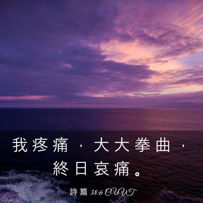 Picture 03 - 詩 篇 38:6 CUVT - 我 疼 痛 ， 大 大 拳 曲 ， 終 日 哀 - Bible Verse Picture
