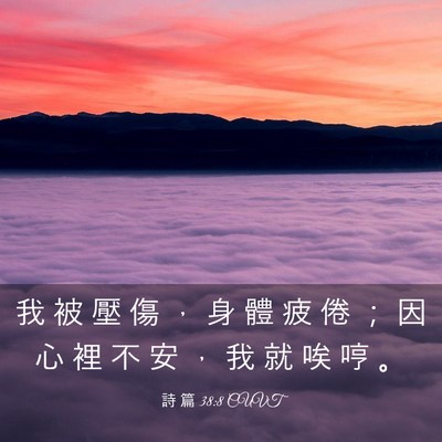 Picture 03 - 詩 篇 38:8 CUVT - 我 被 壓 傷 ， 身 體 疲 倦 ； 因 心 - Bible Verse Picture