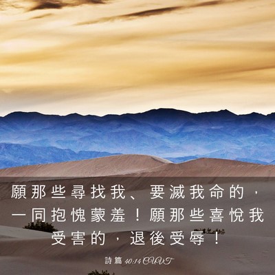 Picture 03 - 詩 篇 40:14 CUVT - 願 那 些 尋 找 我 、 要 滅 我 命 的 - Bible Verse Picture