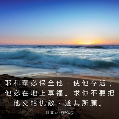 Picture 03 - 詩 篇 41:2 CUVT - 耶 和 華 必 保 全 他 ， 使 他 存 活 - Bible Verse Picture