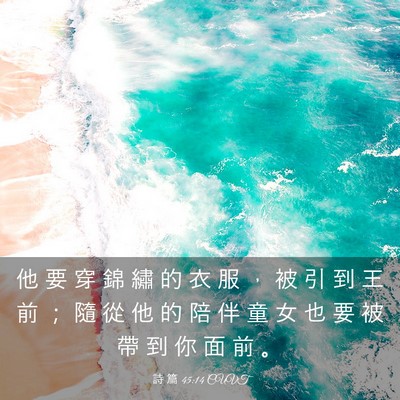Picture 03 - 詩 篇 45:14 CUVT - 他 要 穿 錦 繡 的 衣 服 ， 被 引 到 - Bible Verse Picture