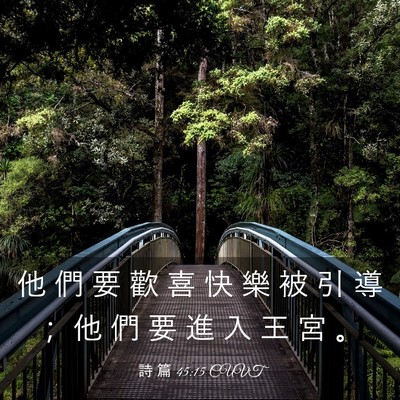 Picture 03 - 詩 篇 45:15 CUVT - 他 們 要 歡 喜 快 樂 被 引 導 ； 他 - Bible Verse Picture