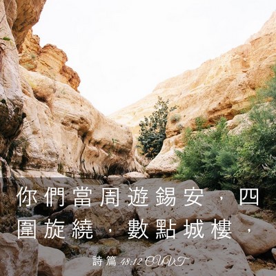 Picture 03 - 詩 篇 48:12 CUVT - 你 們 當 周 遊 錫 安 ， 四 圍 旋 繞 - Bible Verse Picture