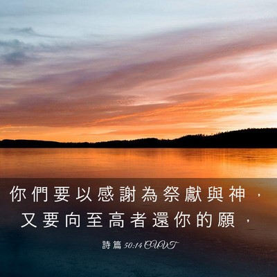 Picture 03 - 詩 篇 50:14 CUVT - 你 們 要 以 感 謝 為 祭 獻 與 神 ， - Bible Verse Picture