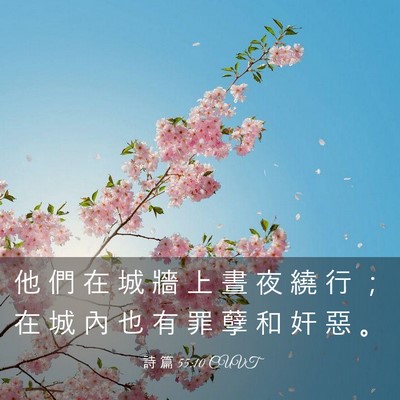 Picture 03 - 詩 篇 55:10 CUVT - 他 們 在 城 牆 上 晝 夜 繞 行 ； 在 - Bible Verse Picture