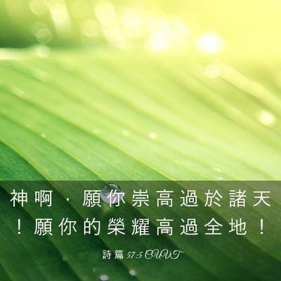 Picture 03 - 詩 篇 57:5 CUVT - 神 啊 ， 願 你 崇 高 過 於 諸 天 ！ - Bible Verse Picture