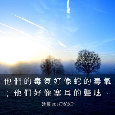 Picture 03 - 詩 篇 58:4 CUVT - 他 們 的 毒 氣 好 像 蛇 的 毒 氣 ； - Bible Verse Picture