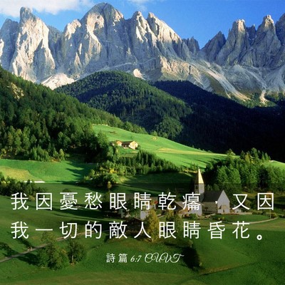 Picture 03 - 詩 篇 6:7 CUVT - 我 因 憂 愁 眼 睛 乾 癟 ， 又 因 我 - Bible Verse Picture
