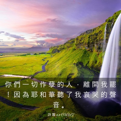 Picture 03 - 詩 篇 6:8 CUVT - 你 們 一 切 作 孽 的 人 ， 離 開 我 - Bible Verse Picture