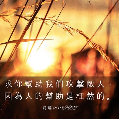 Picture 03 - 詩 篇 60:11 CUVT - 求 你 幫 助 我 們 攻 擊 敵 人 ， 因 - Bible Verse Picture
