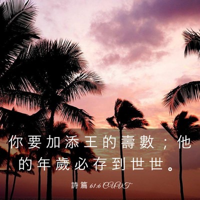 Picture 03 - 詩 篇 61:6 CUVT - 你 要 加 添 王 的 壽 數 ； 他 的 年 - Bible Verse Picture
