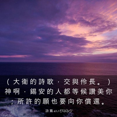 Picture 03 - 詩 篇 65:1 CUVT - （ 大 衛 的 詩 歌 ， 交 與 伶 長 。 - Bible Verse Picture